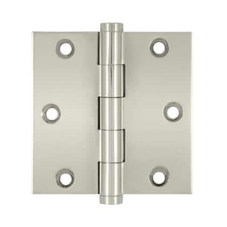 Patioplus 3.5 x 3.5 in. Square Hinge- Bright Nickel, Solid Brass, 2PK PA3251225